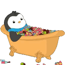Penguin In Candy Bathtub Sticker