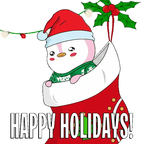 Penguin In Christmas Stocking Sticker