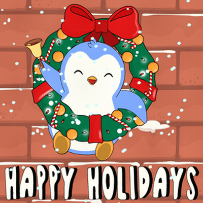 Penguin In Christmas Wreath Happy Holidays GIF