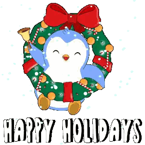 Penguin In Christmas Wreath Happy Holidays Sticker