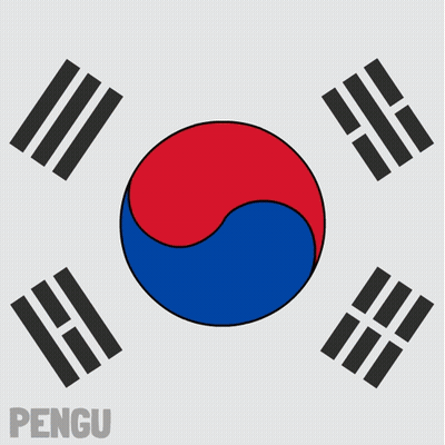 Penguin In Circle With Korean Flags And Pengu GIF