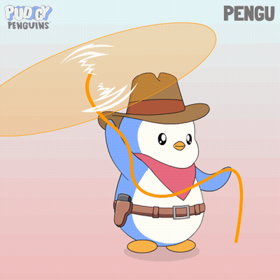 Penguin In Cowboy Hat And Bandana GIF