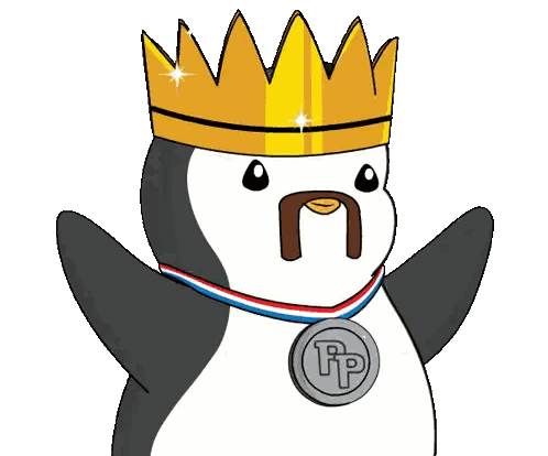 Penguin In Crown And Medal Saying TP Sticker