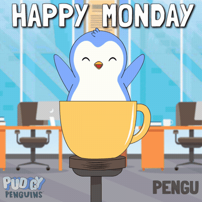 Penguin In Cup Happy Monday GIF