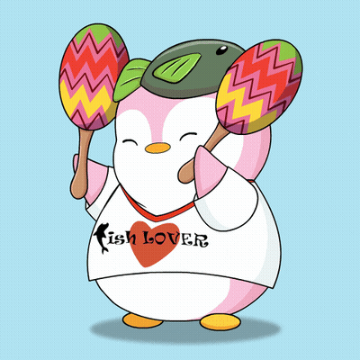 Penguin In Fish Lover Shirt Holding Two Maracas GIF