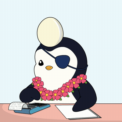 Penguin In Flower Lei Typing On Typewriter GIF