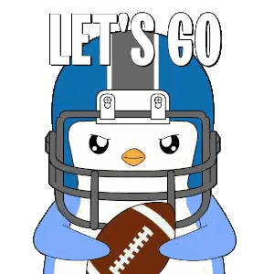 Penguin In Football Helmet Holding Football Sticker