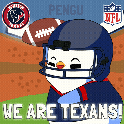 Penguin In Football Helmet Saying We Are Texans GIF