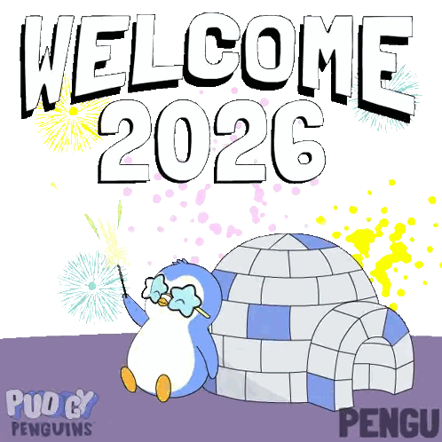 Penguin In Front Of Igloo Saying Welcome 2026 Sticker