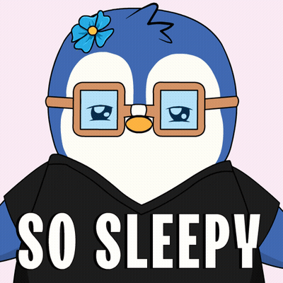 Penguin In Glasses And Black Shirt Saying So Sleepy GIF