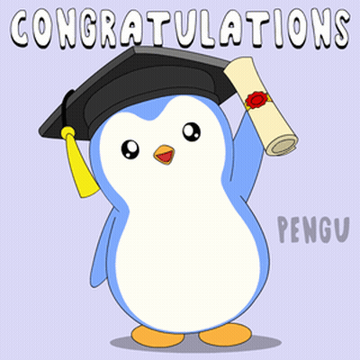 Penguin In Graduation Cap Holding Diploma GIF