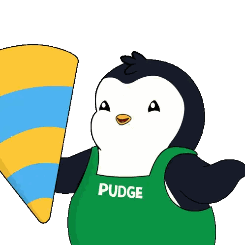 Penguin In Green Pudge Shirt Sticker