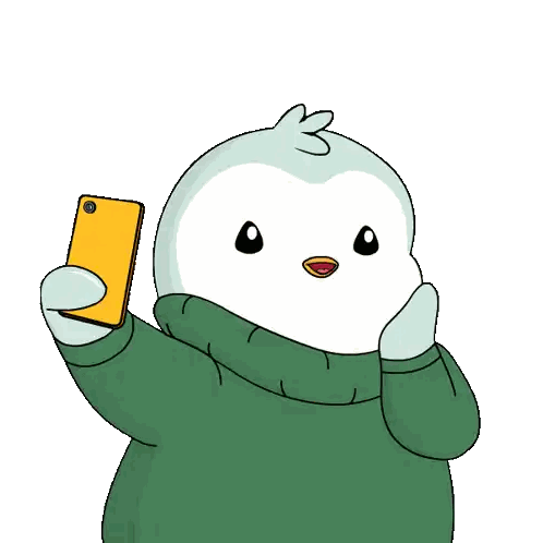 Penguin In Green Sweater Taking Selfie Sticker