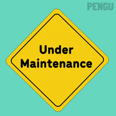 Penguin in Hard Hat Holding Wrench Under Construction Sign