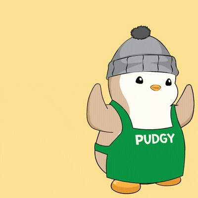 Penguin In Hat And Apron Saying Pudgy GIF