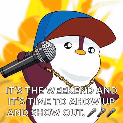Penguin In Hat And Chain Holding Microphone GIF