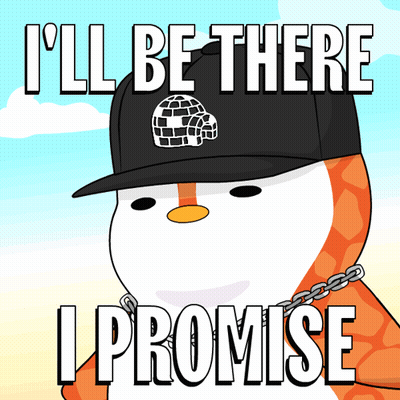 Penguin In Hat And Chain Saying I'll Be There GIF