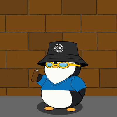 Penguin In Hat And Goggles Spraying Spray Paint GIF