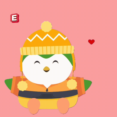 Penguin in Hat and Mittens Enjoying Me Time