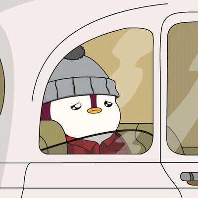 Penguin In Hat And Red Shirt Sitting In Car GIF
