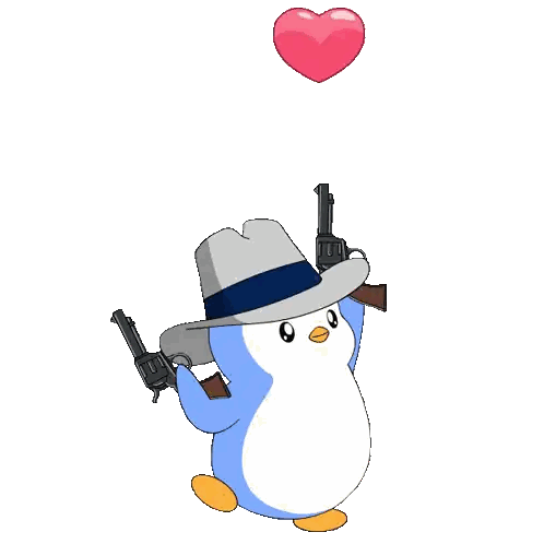 Penguin In Hat Holding Guns Sticker