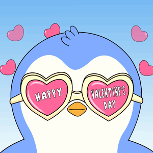 Penguin In Heart Shaped Glasses Happy Valentine's Day GIF