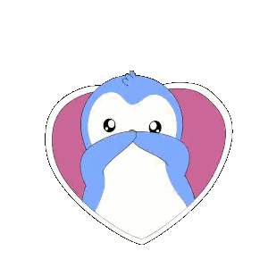 Penguin In Heart Surrounded By Love Hearts Sticker