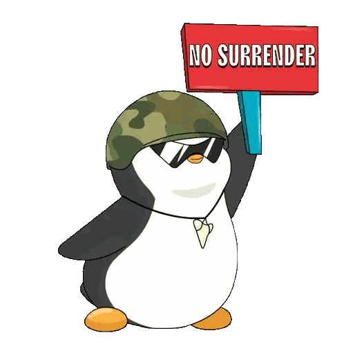 Penguin In Helmet And Sunglasses No Surrender Sticker