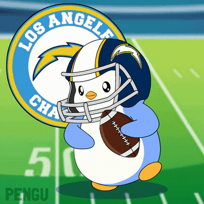 Penguin In Helmet Holding Football With LA Chargers Logo GIF