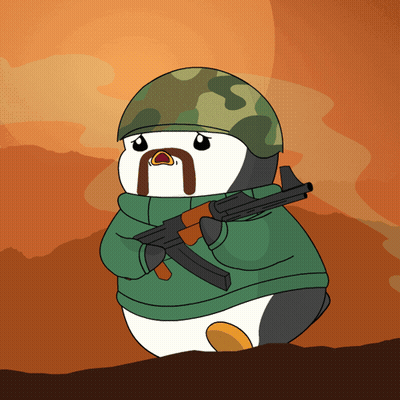 Penguin In Helmet Holding Rifle GIF