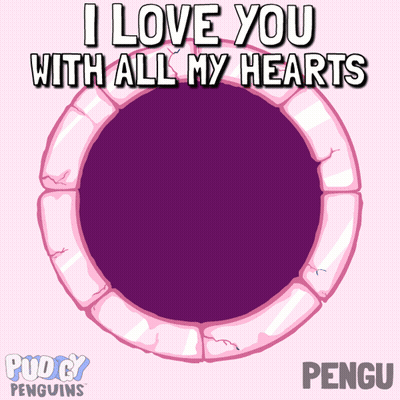 Penguin In Hole Saying I Love You With All My Hearts GIF