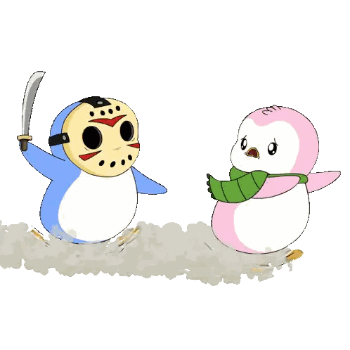 Penguin In Jason Voorhees Mask Holding Sword Sticker