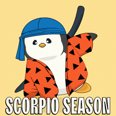 Penguin In Kimono And Blue Hat Saying Scorpio Season GIF