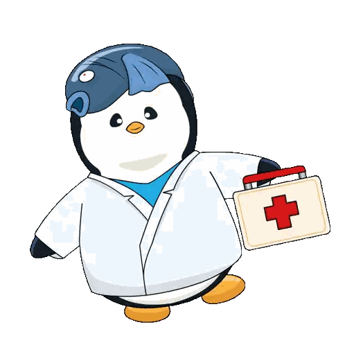 Penguin In Lab Coat Holding First Aid Kit Sticker