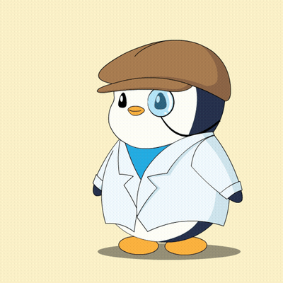 Penguin In Lab Coat Holding Syringe GIF