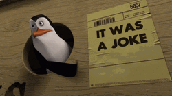 Penguin In Madagascar Just Kidding Note GIF