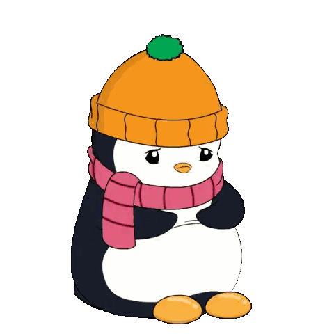 Penguin In Orange Hat And Pink Scarf Crying Sticker