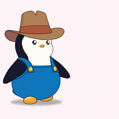 Penguin In Overalls And Hat Walking GIF