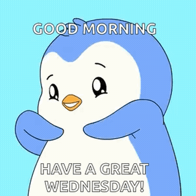 Penguin In Panda Hat And Red Shirt Thinking About Morning GIF