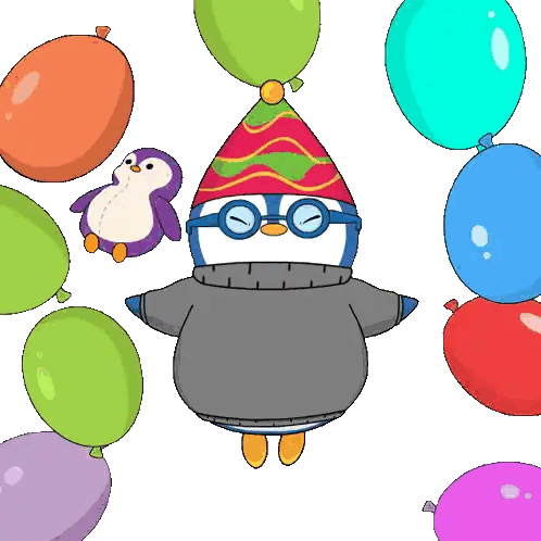 Penguin In Party Hat And Goggles Sticker