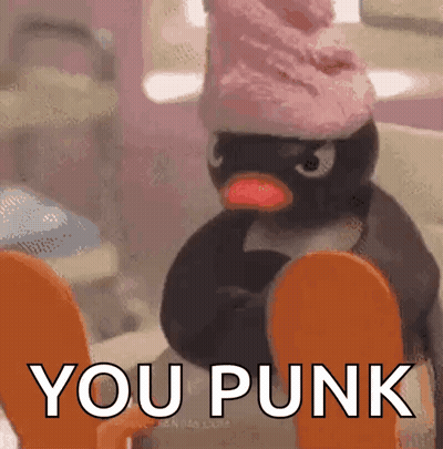 Penguin In Pink Hat Sitting On Toilet GIF