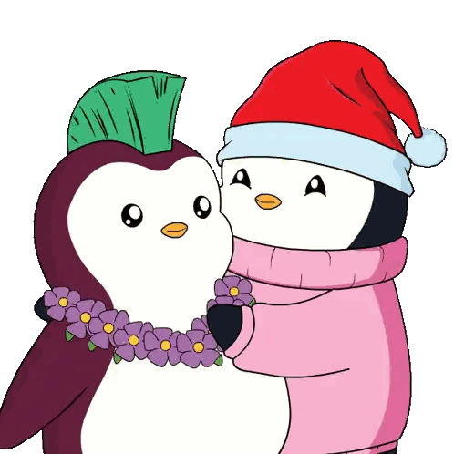 Penguin In Pink Sweater And Santa Hat Sticker