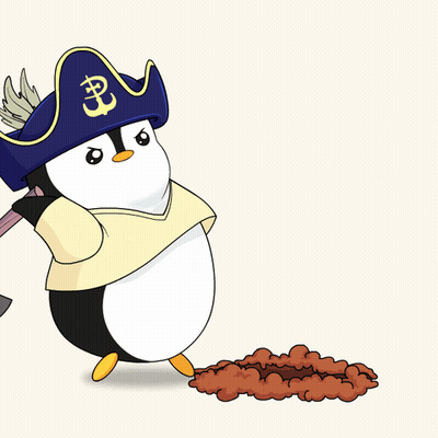 Penguin In Pirate Hat Digging With Pickaxe GIF