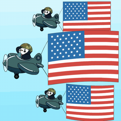 Penguin In Plane With American Flag GIF