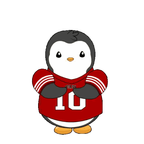 Penguin In Red 49Ers Jersey Sticker