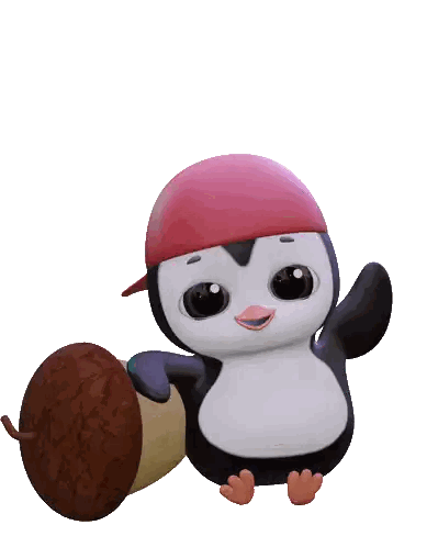 Penguin In Red Hat Holding Chocolate Egg Sticker