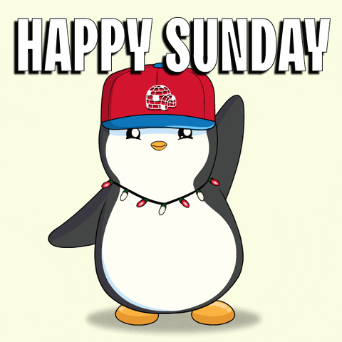 Penguin In Red Hat Saying Happy Sunday GIF