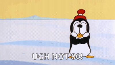 Penguin In Red Hat Saying Ugh Not 80 GIF