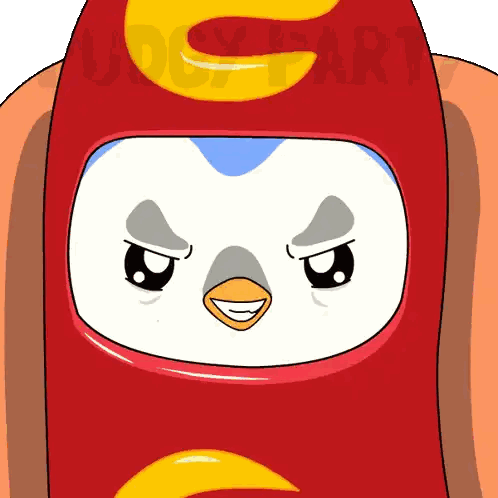Penguin In Red Helmet With Yellow S Sticker