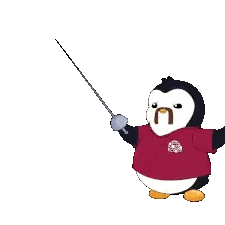 Penguin In Red Shirt Holding Sword Sticker